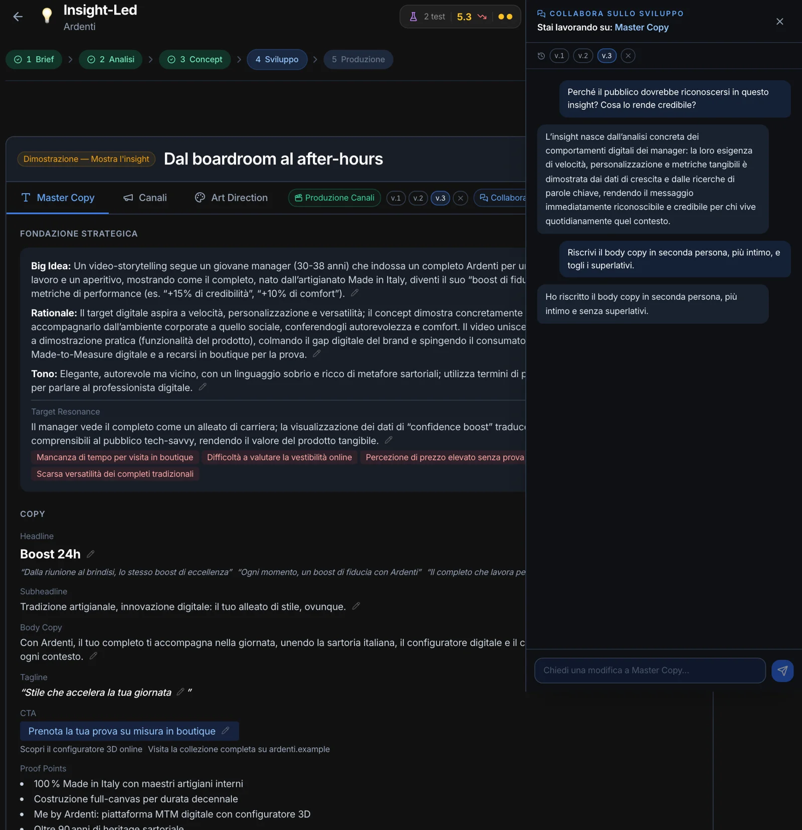 Collabora sulla Master Copy: perché l’insight è credibile, e il body copy riscritto