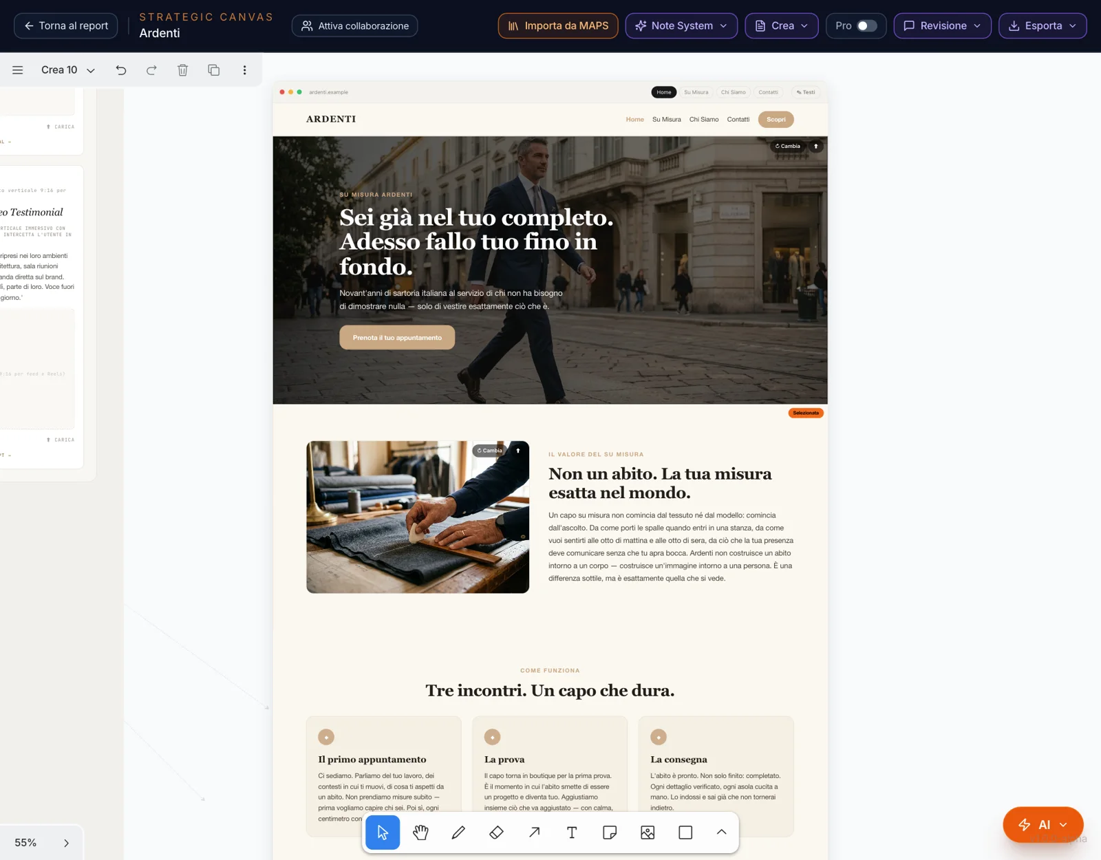 Una pagina web: il concept navigabile del Web Studio