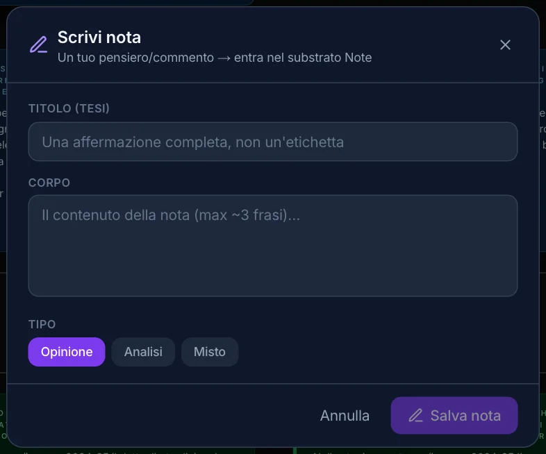Scrivi nota: tesi, corpo e tipo
