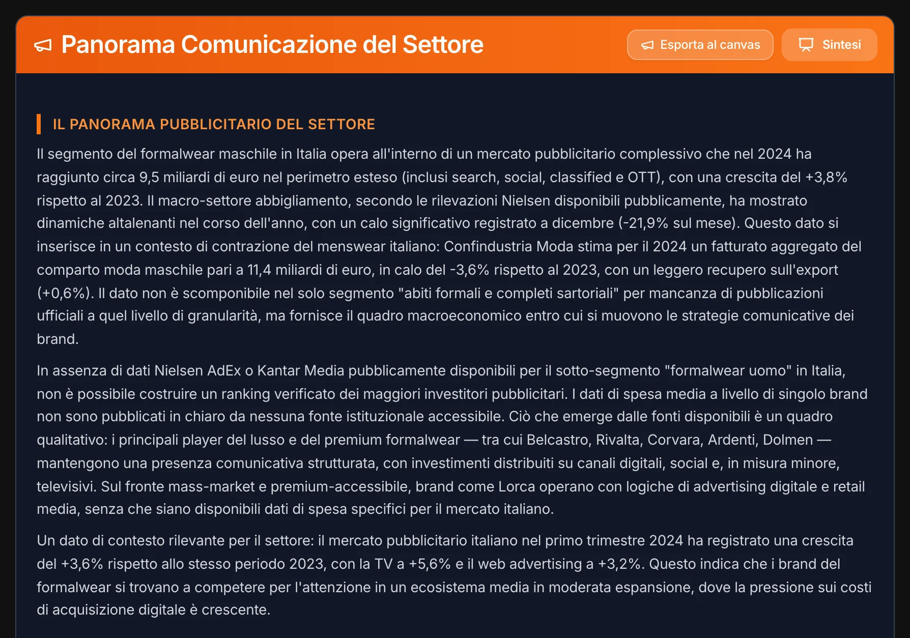 Il panorama pubblicitario del settore