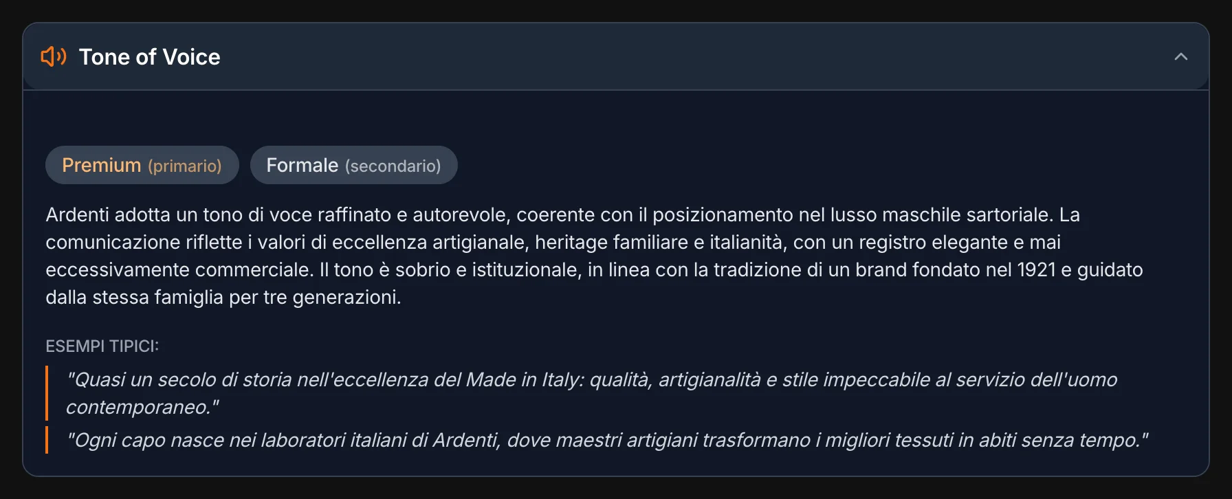 Tono di voce con esempi tipici
