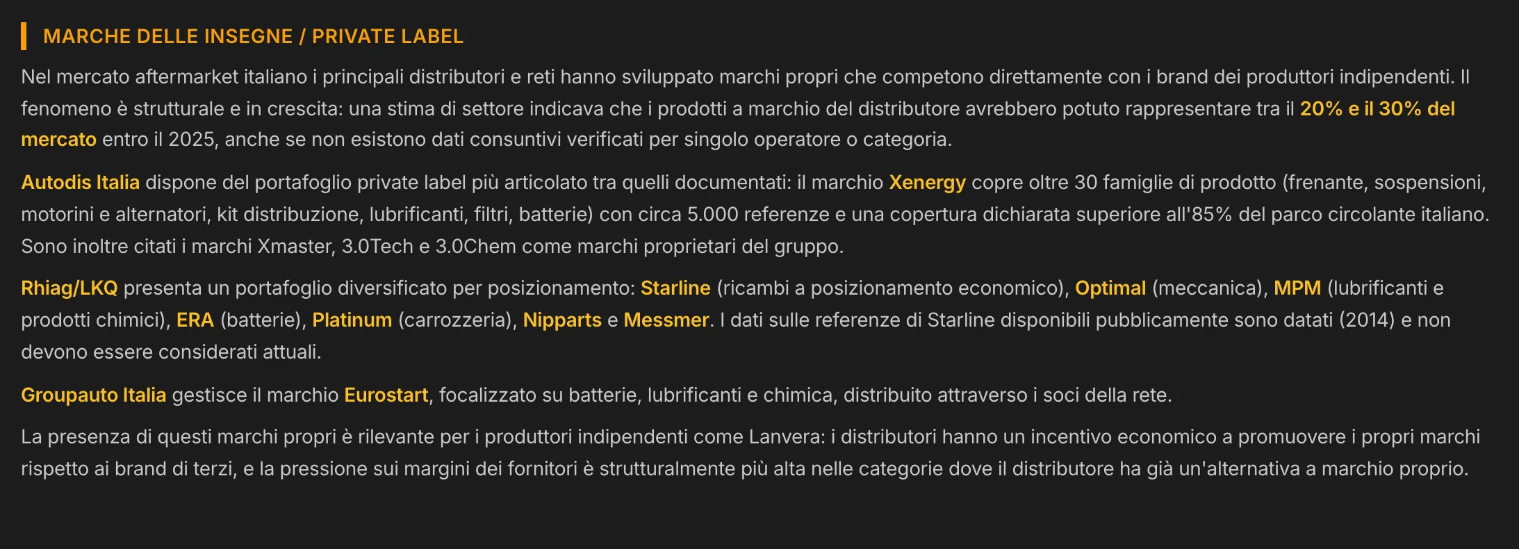 Le marche proprie dei distributori nel mercato aftermarket