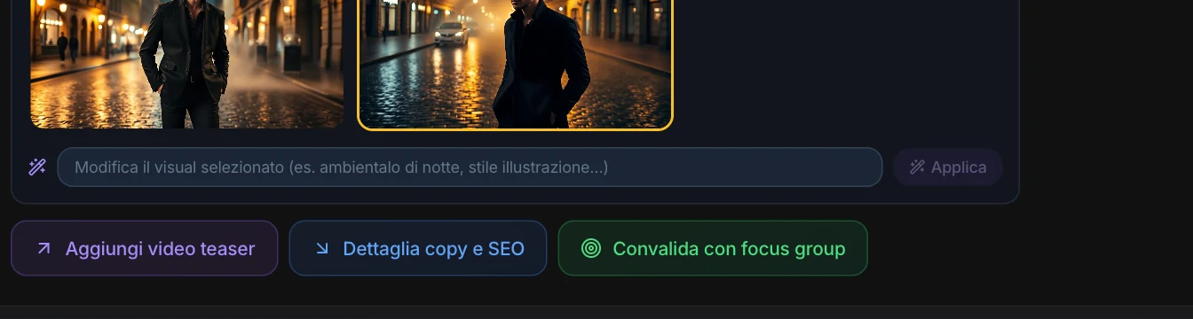 Le direzioni proposte sotto una risposta, e la modifica a parole del visual