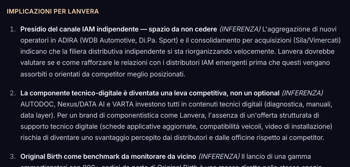 Le implicazioni per il produttore