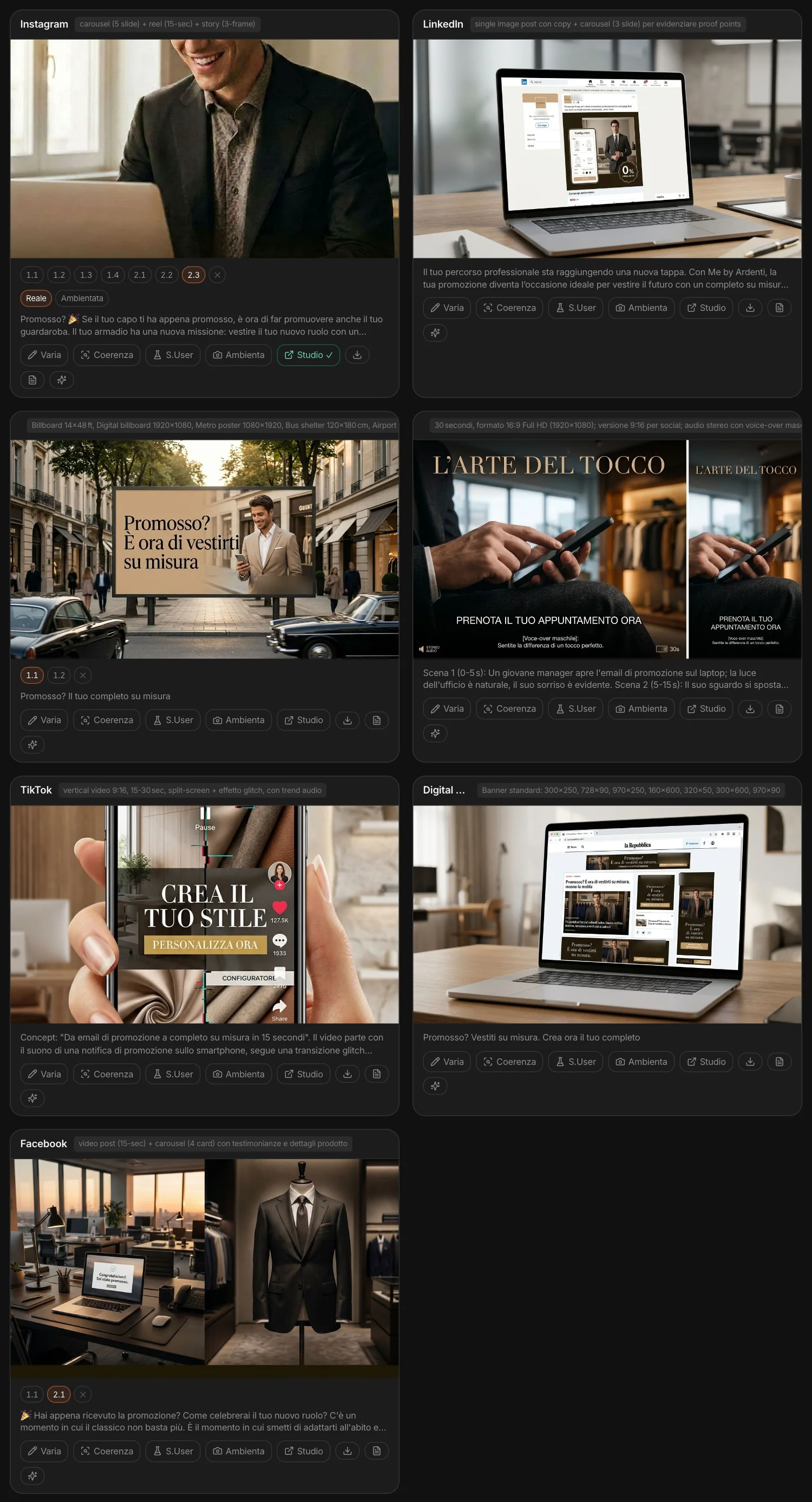 Mockup per Instagram, LinkedIn, out of home, video, TikTok, display, Facebook