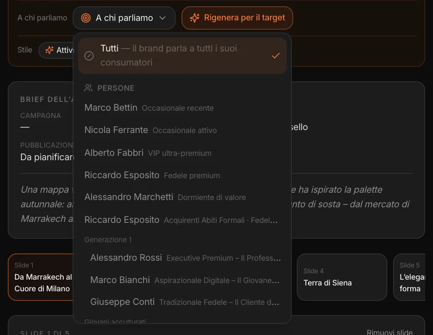 A chi parliamo: tutti, una persona del progetto, un segmento