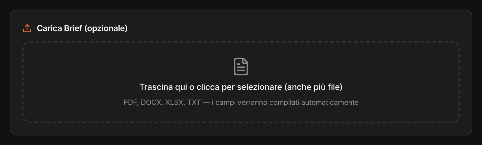 Carica il brief: i campi si compilano automaticamente