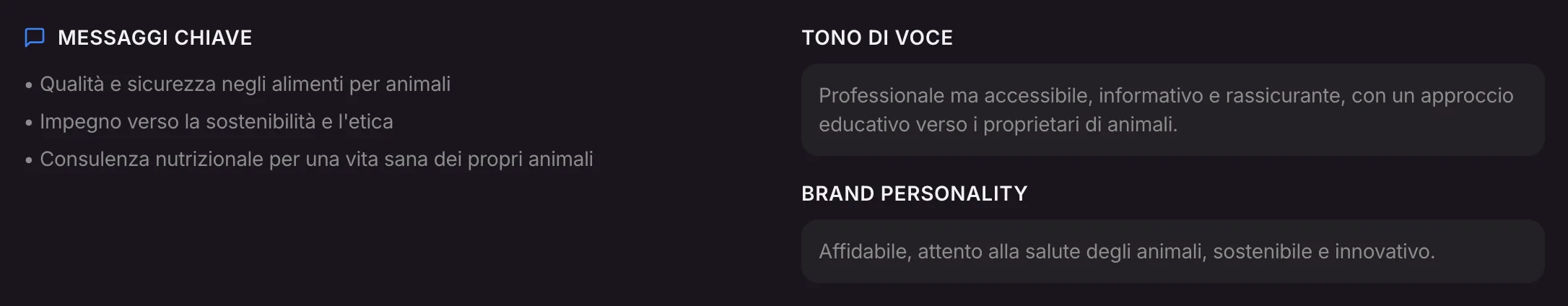 Messaggi chiave, tono di voce, personalità